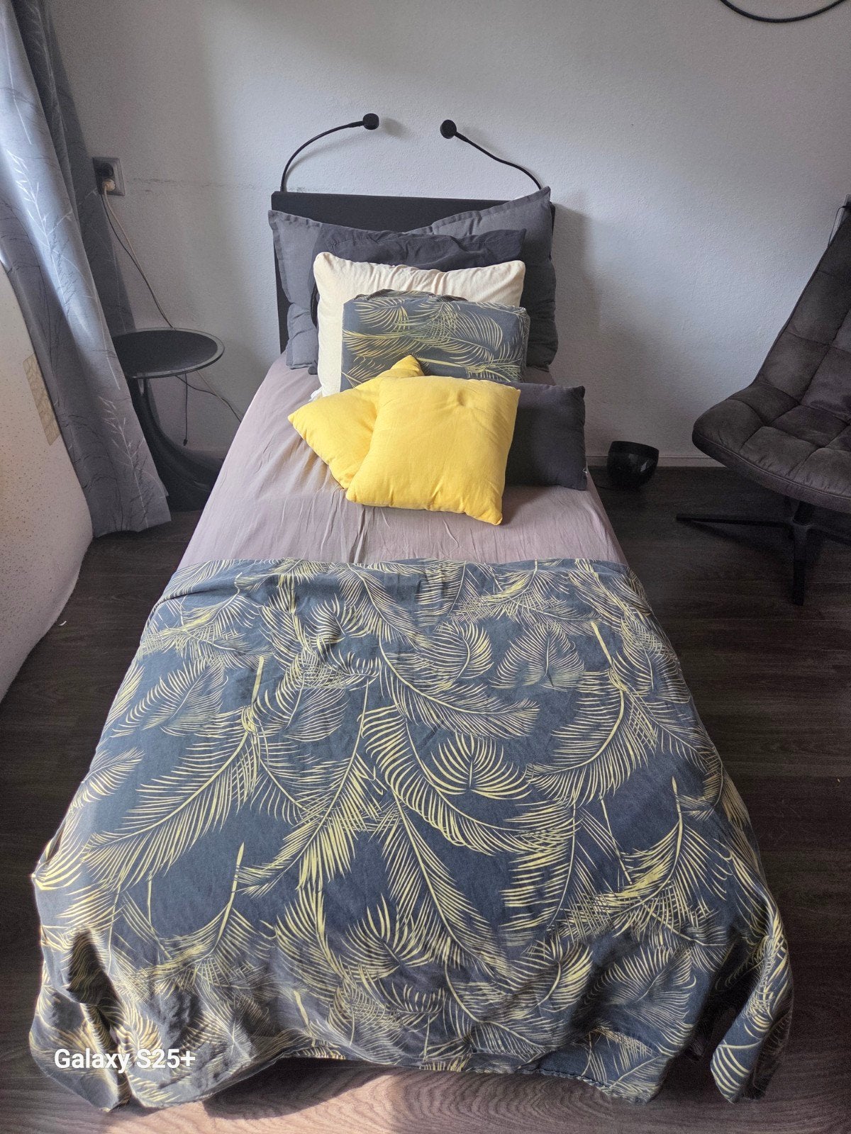 1 persoonsboxspring zwart, Ophalen, Gebruikt, 90 cm, Eenpersoons