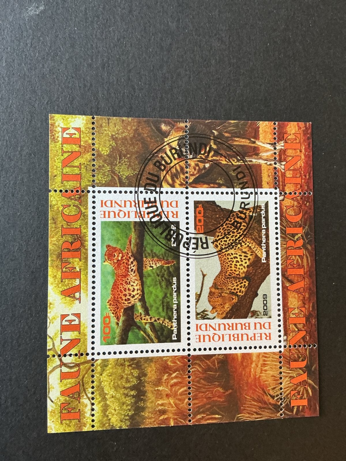 Wilde katten Burundi - Afrikaanse fauna: Luipaarden (2009), Verzenden, Overige landen, Gestempeld
