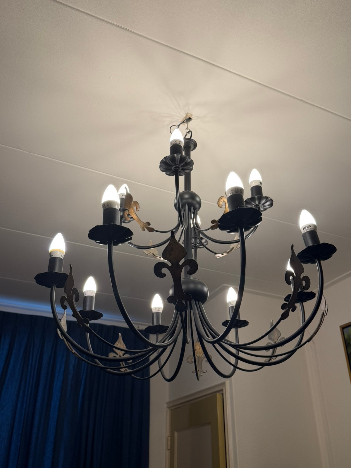Hanglamp - kroonluchter, Huis en Inrichting, Lampen | Kroonluchters, Ophalen of Verzenden, Gebruikt, Metaal, E14 (klein)