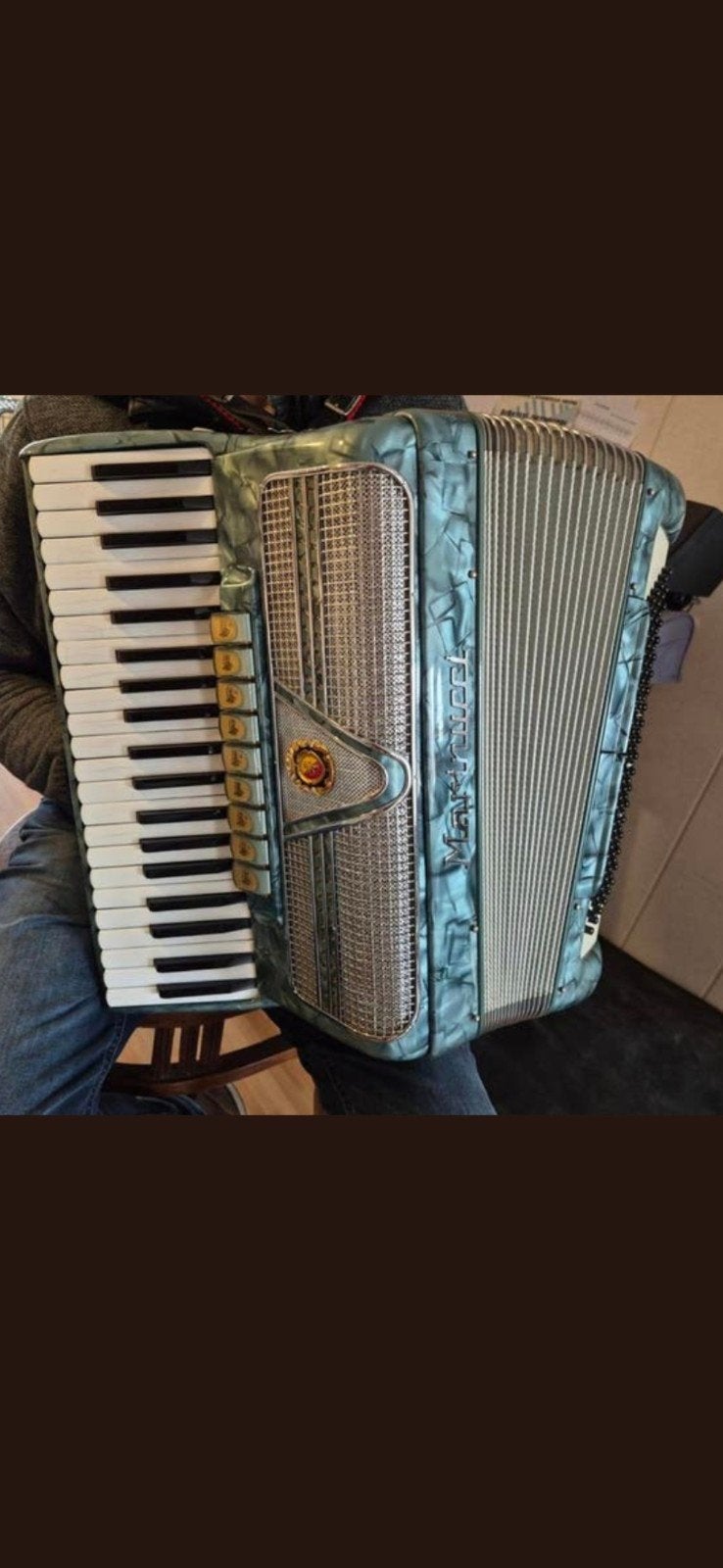 Marinucci accordeon 120-bas 5 korig, Met koffer, Zo goed als nieuw, Toetsaccordeon, Ophalen of Verzenden