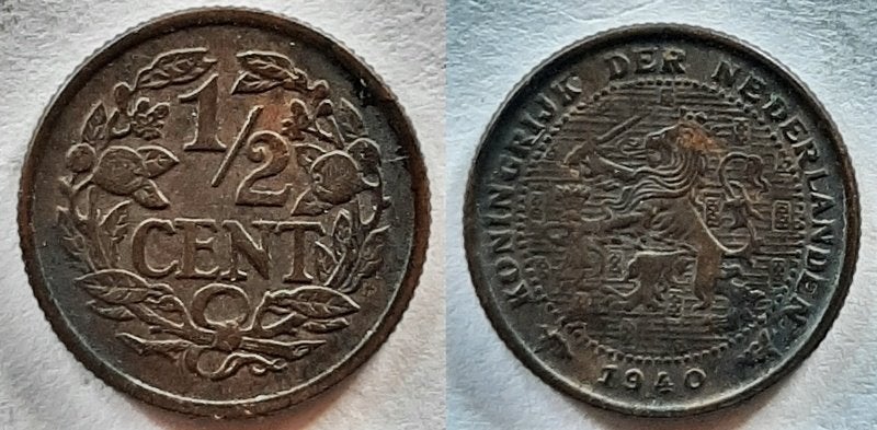 Halve cent 1940, Verzenden, Koningin Wilhelmina, Overige waardes