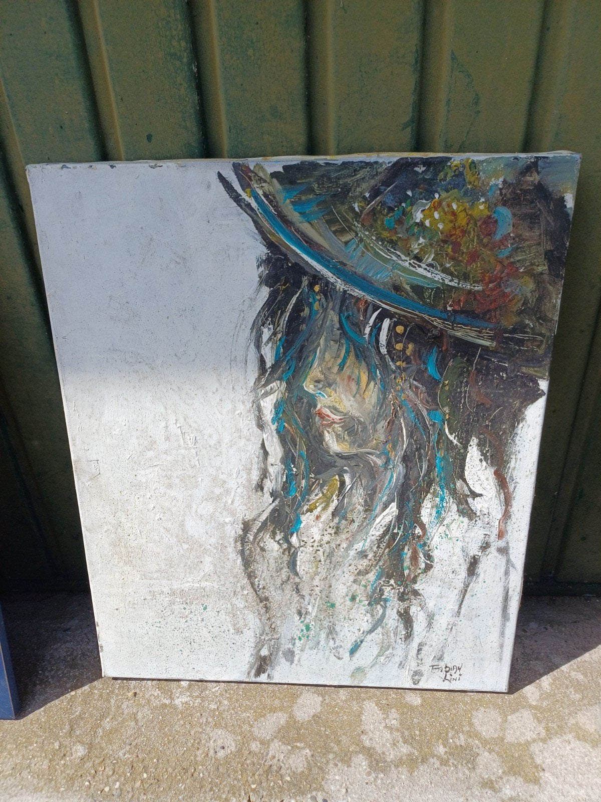 Modern schilderij: Vrouw met hoed, gesigneerd, Gesigneerd, Ophalen of Verzenden, Olieverf, Portret