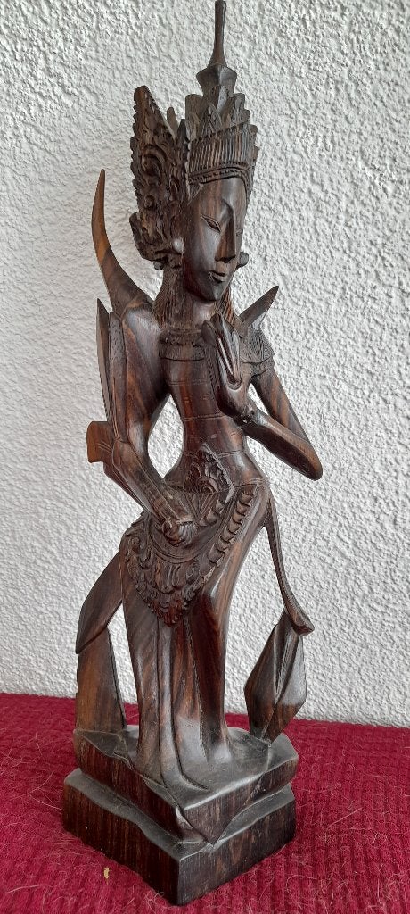 Indonesische Balinese Danseres - 35 cm, jaren '50, Houtsnijwerk, Verzenden, Handgemaakt, 20 - 50 cm