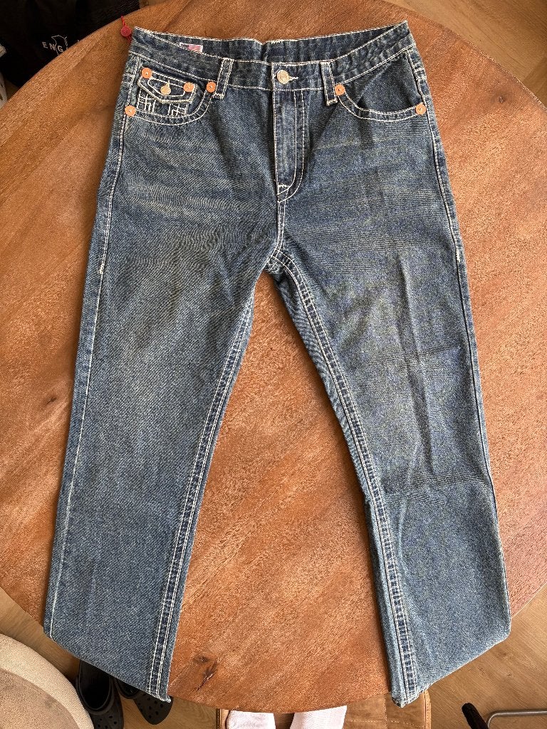 True Religion World Tour Joey Super T jeans Washed Blue, W36 - W38 (confectie 52/54), Blauw, Nieuw, True Religion