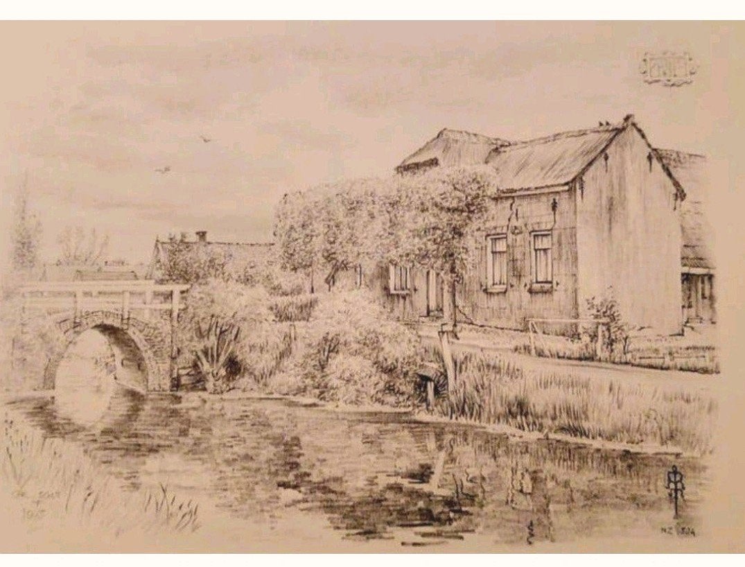 Benschop ... Brug over de Benschopper..... C.J.Th. Schut.

S, Ophalen of Verzenden