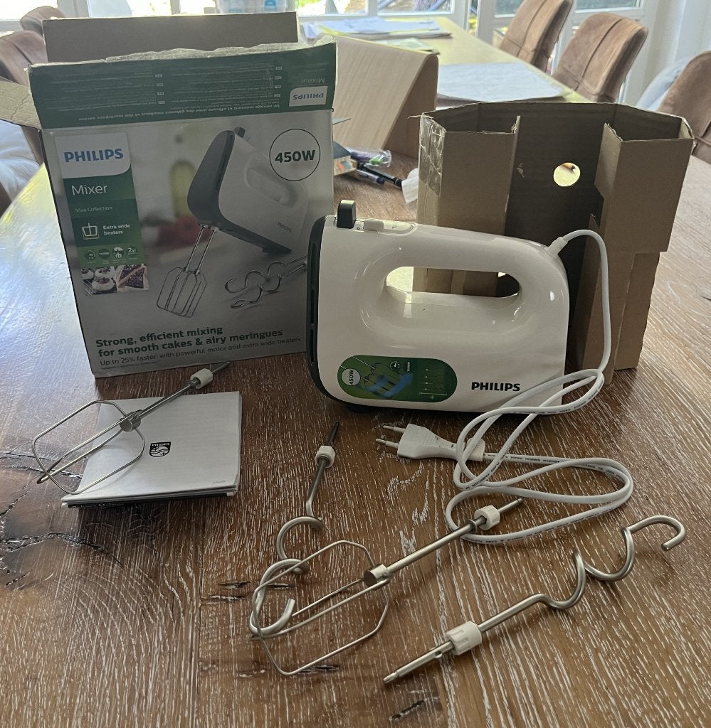 Philips Hand mixer HR3741, Ophalen of Verzenden, Zo goed als nieuw, 3 snelheden of meer
