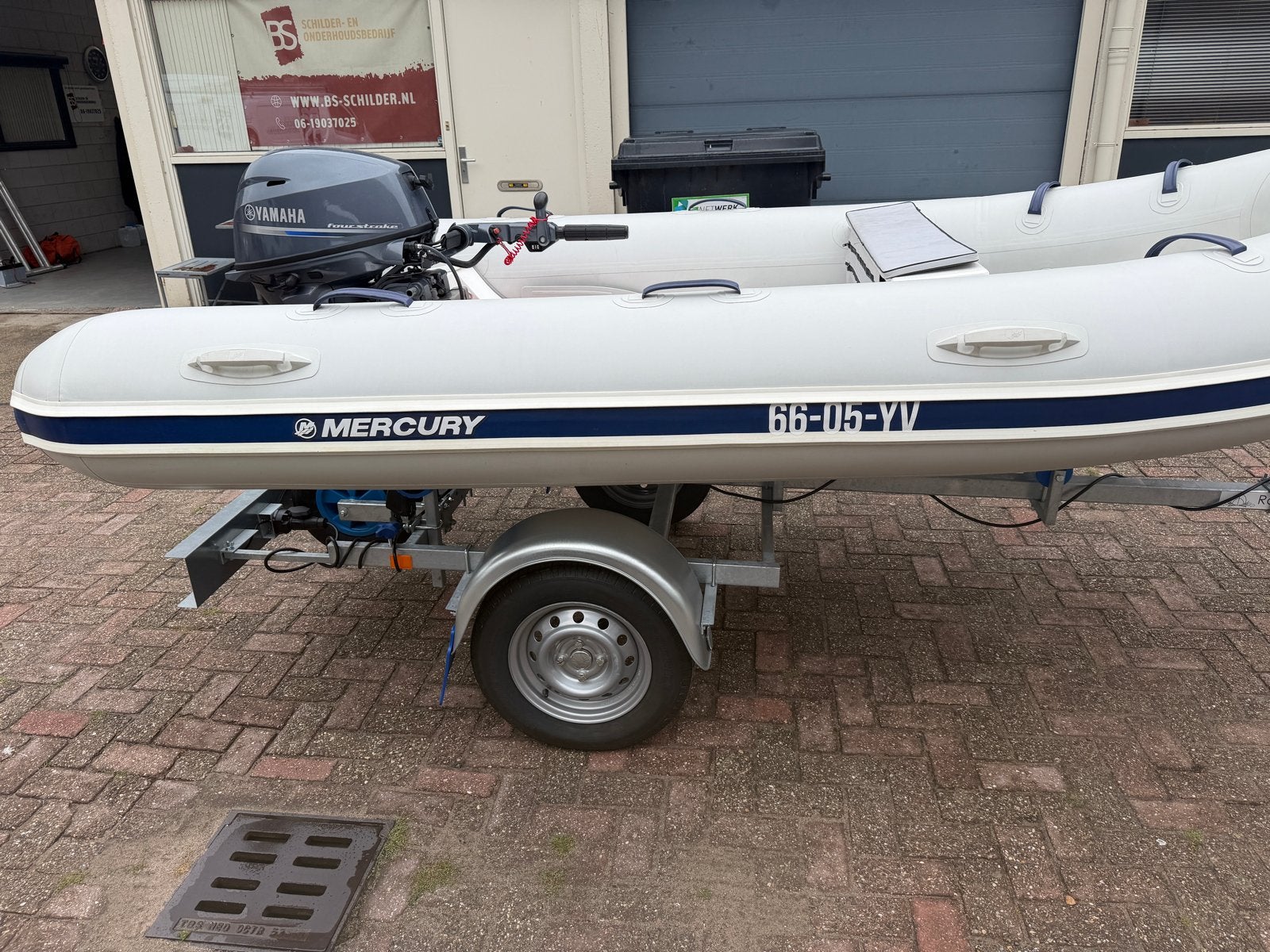 Te koop rib. Incl 25 yamaha en gloednieuwe trailer., Watersport en Boten, Mercury, Ophalen, Polyester/glasvezel, Gebruikt