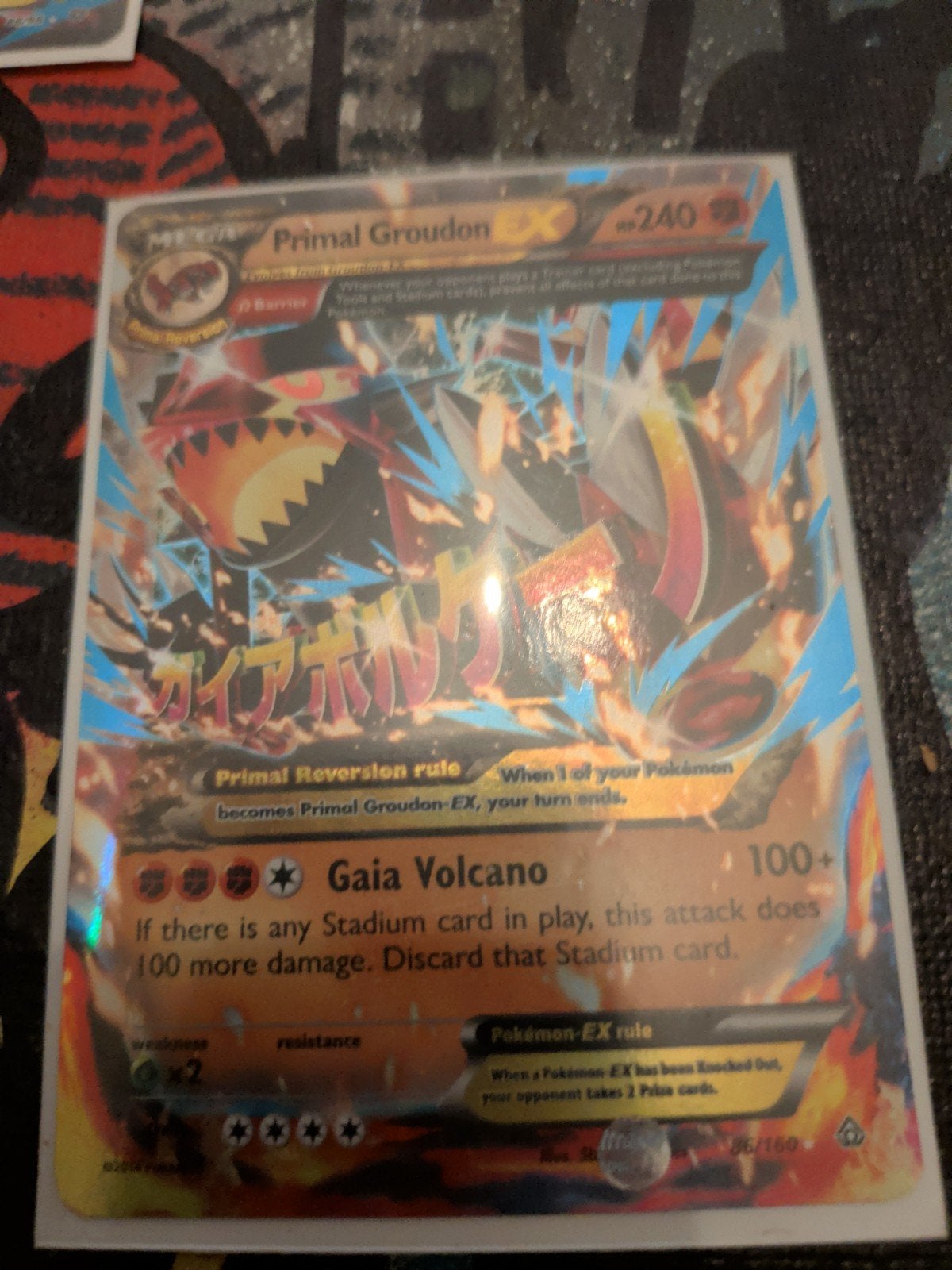 Primal Groudon EX Pokémon Kaart - Gaia Volcano, Ophalen of Verzenden, Gebruikt, Losse kaart, Foil