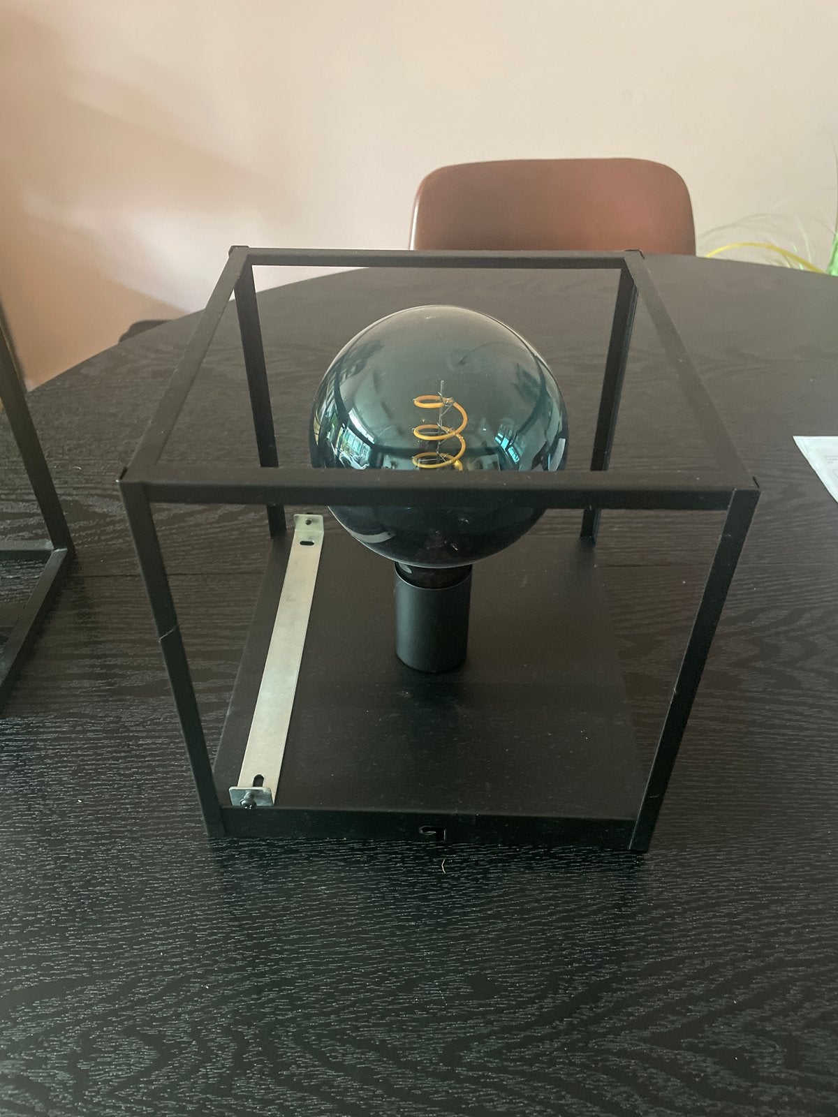 Moderne Zwarte Plafondlamp met Edison LED Lamp, Ophalen, Zo goed als nieuw, Metaal, E27 (groot)