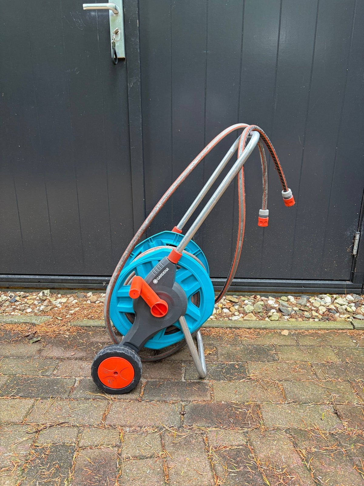 Gardena tuinslanghaspel met slang, Tuin en Terras, Ophalen, Gebruikt, Tuinslanghaspel