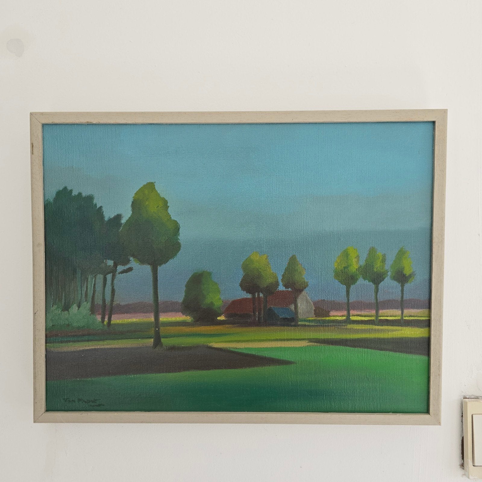 Ton Pape (1916-2003) "Brabants Landschap" olieverf op doek, Antiek en Kunst, Ophalen of Verzenden