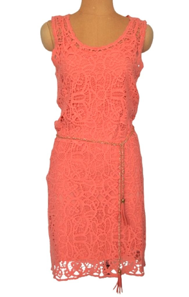 Nieuw Caroline Biss gehaakt jurkje, jurk, koraalrood, Mt. 36, Overige kleuren, Verzenden, Nieuw, Maat 36 (S)
