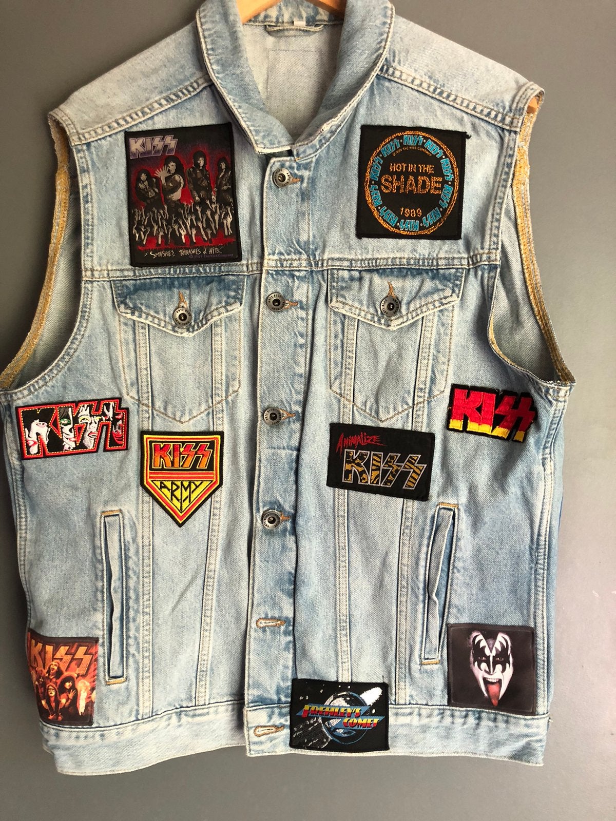 Kiss vintage battle vest denim XL jaren 80 stijl, Ophalen of Verzenden, Zo goed als nieuw, Kleding