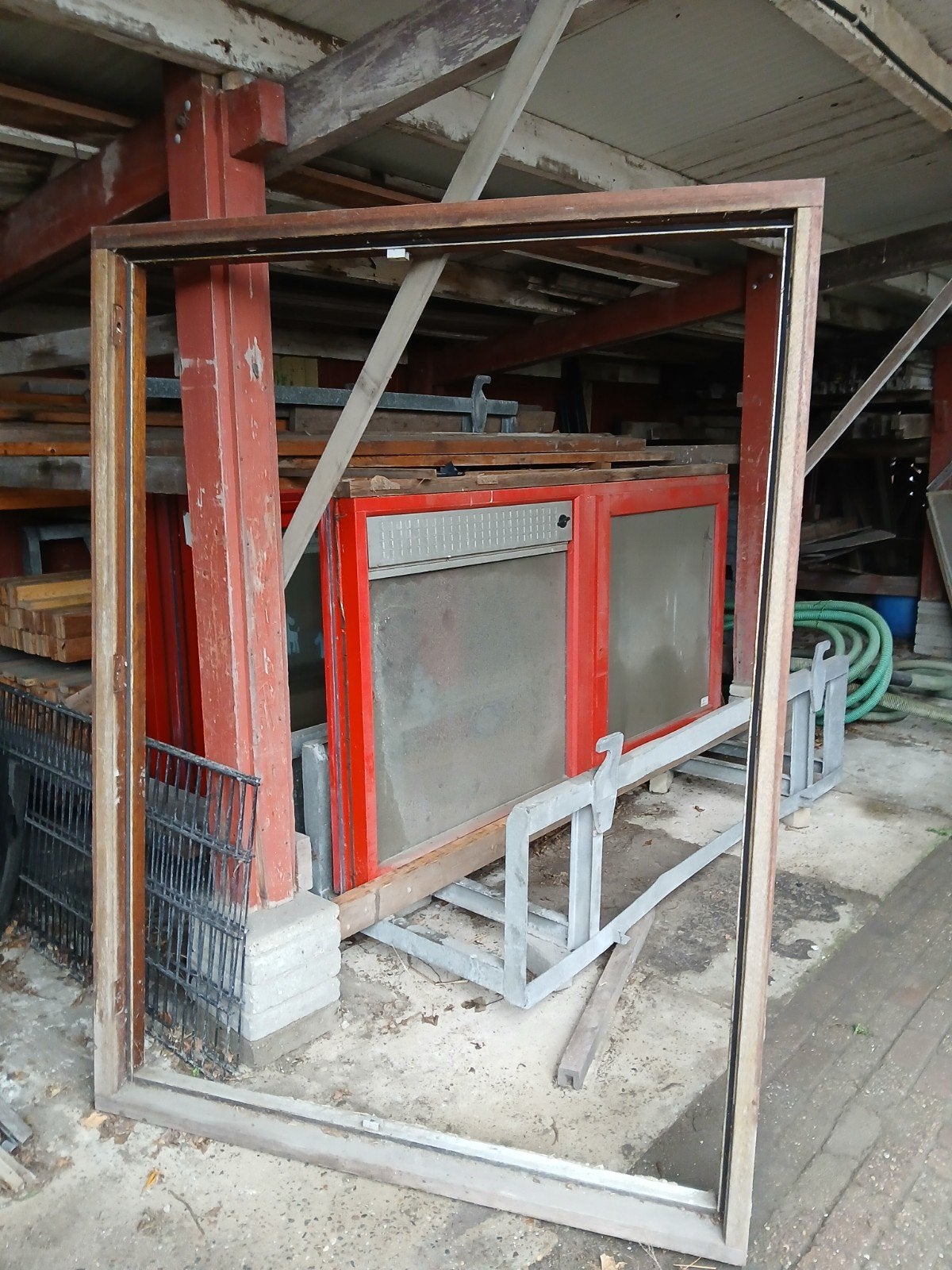 dubbele  deur hard hout, Ophalen, Gebruikt, Deurkozijn, 150 tot 225 cm