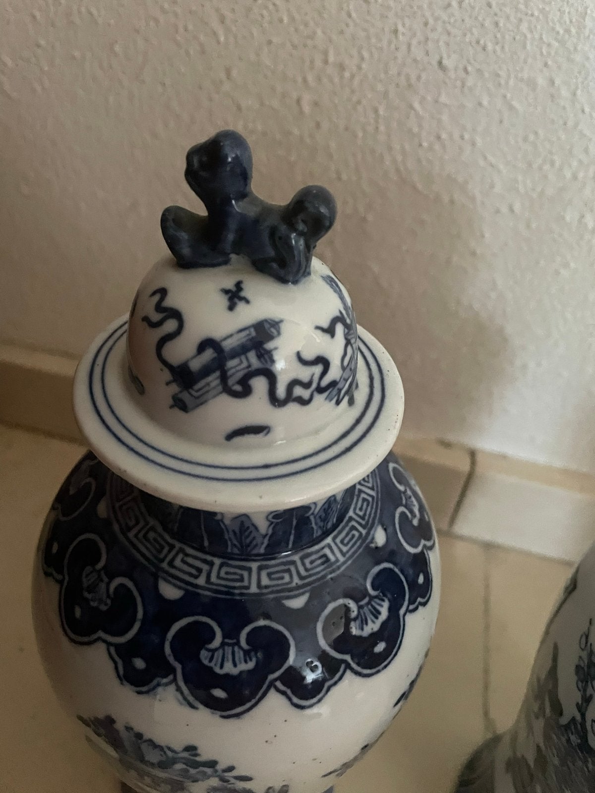 Set van 3 Chinese blauw-witte gemberpotten met deksel, Antiek en Kunst, Antiek | Vazen, Ophalen of Verzenden