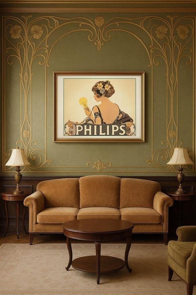 PHILIPS Lightbulb Lamp Art Deco Kunst Poster, Verzenden, Nieuw, A1 t/m A3, Film en Tv