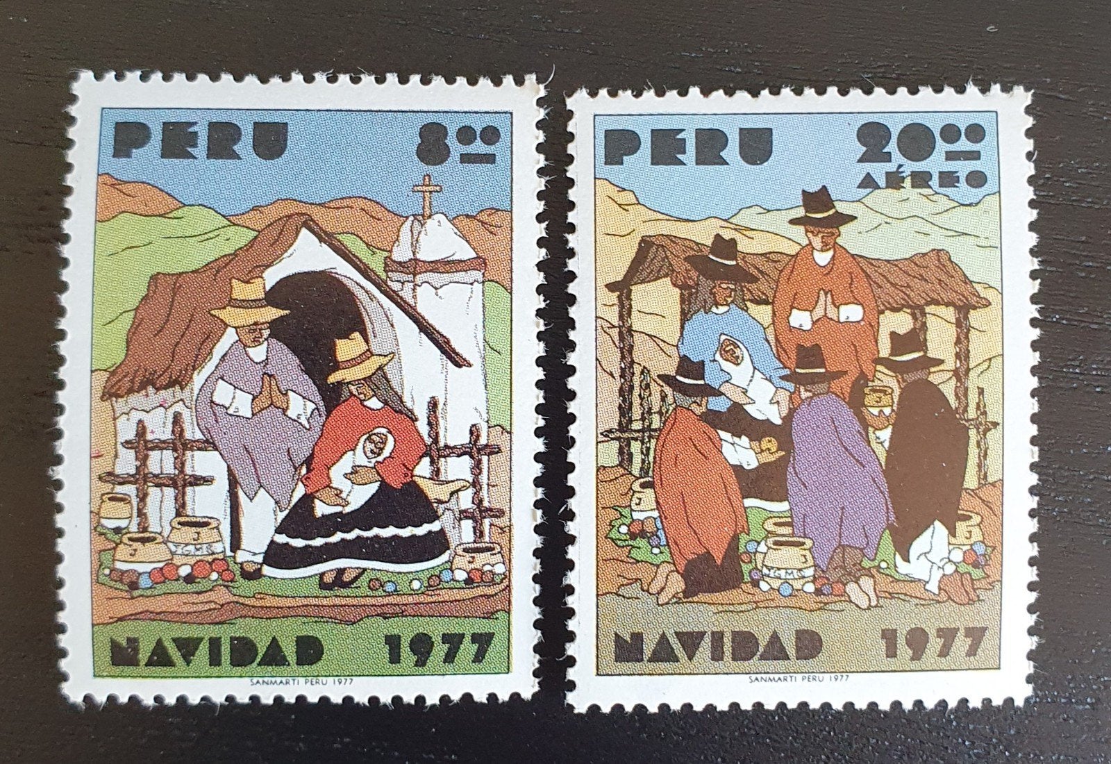 Peru 1977 Kerstmis Michel 1074-1075 postfris, Verzenden, Postfris, Zuid-Amerika