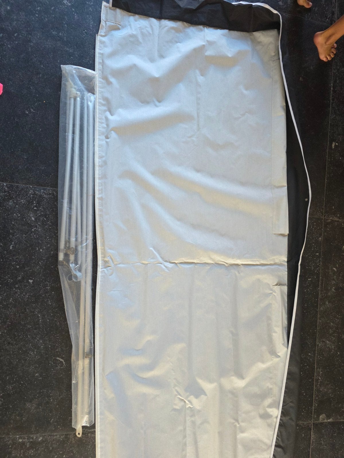 Caravan luifel met stokken - 170x73 cm, Ophalen of Verzenden, Gebruikt