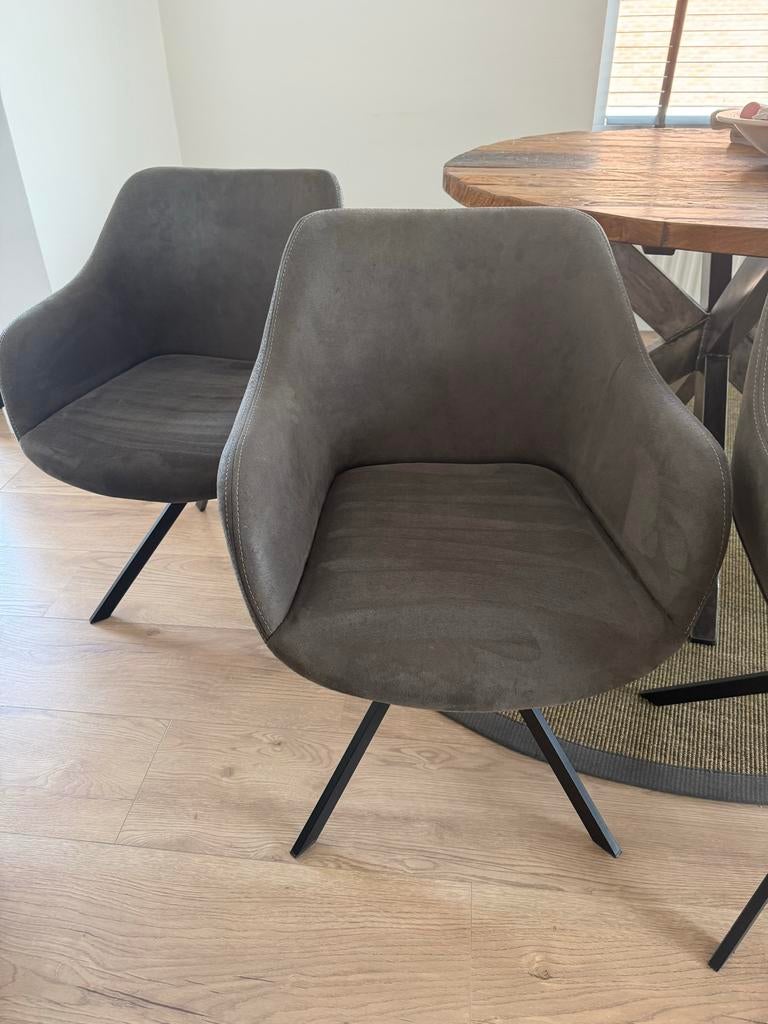 Moderne draaibare eetkamerstoelen - 4 stuks, Huis en Inrichting, Stoelen, Ophalen, Gebruikt, Vier, Stof