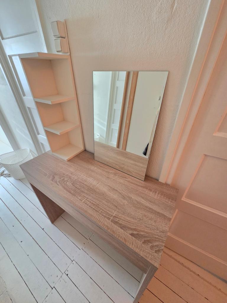 Bureau/Kaptafel met Lade, Spiegel en Rekje, Ophalen, Gebruikt, 100 tot 150 cm, Minder dan 100 cm