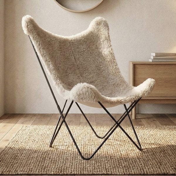 Vlinderstoel bontvacht, Ophalen, Nieuw, 75 tot 100 cm, 50 tot 75 cm