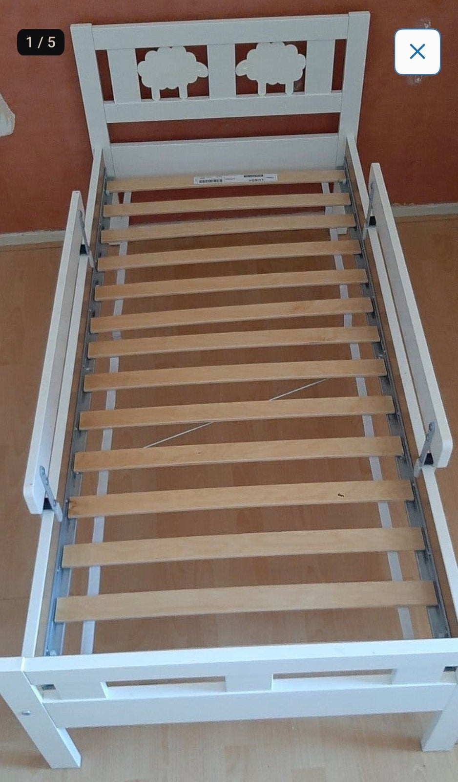 Klauter ikea bed zonder matras, Eenpersoons, Wit, Zo goed als nieuw, Hout