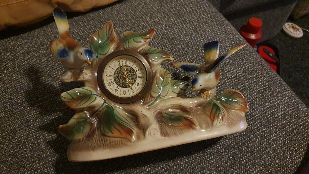 VINTAGE MID CENTURY JEMA HOLLAND LUSTERWARE BIRD MANTLE klok, Antiek en Kunst, Ophalen of Verzenden