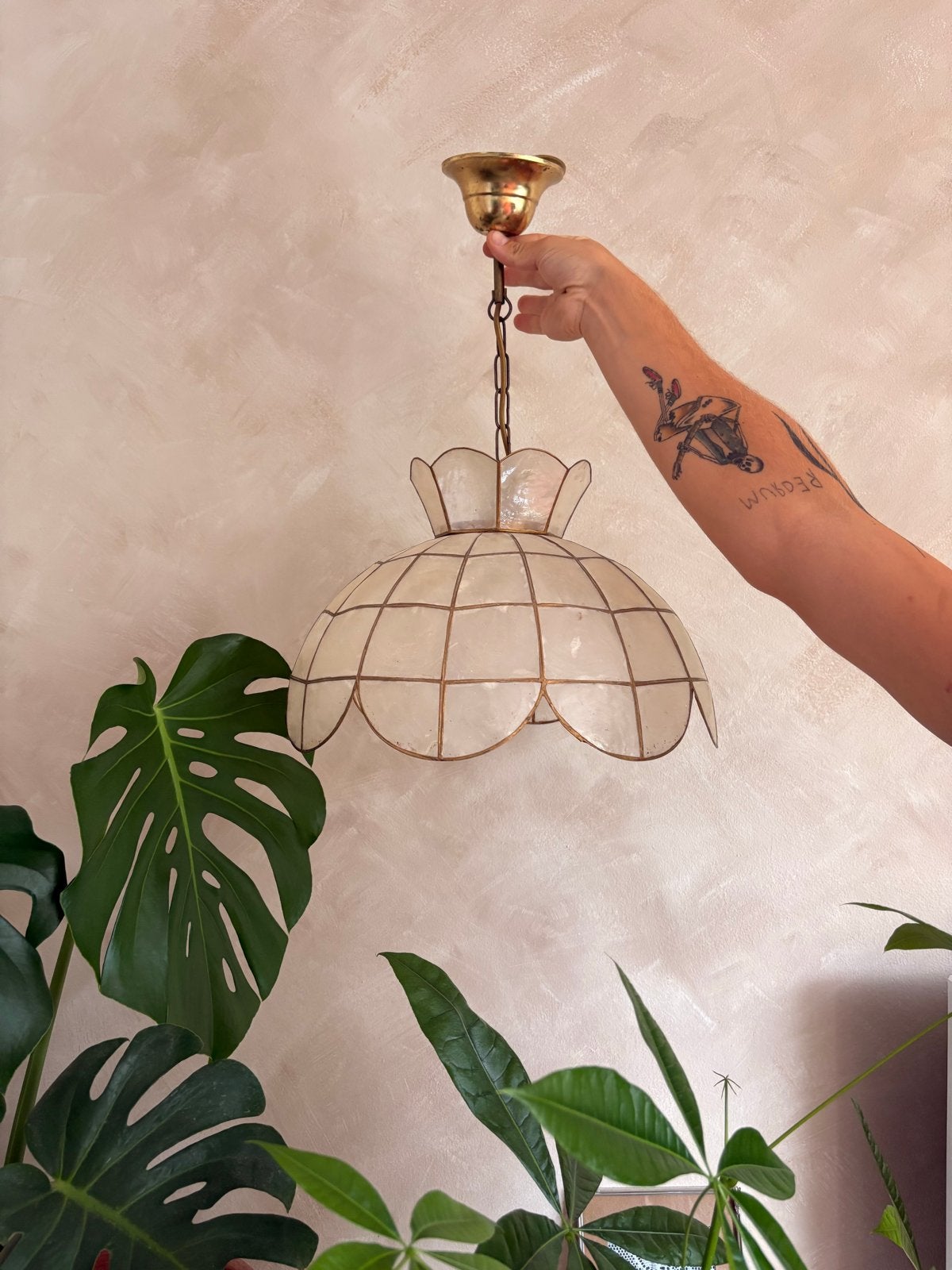 Vintage Capiz Schelpen Hanglamp - Jaren '60 Parelmoer, Ophalen