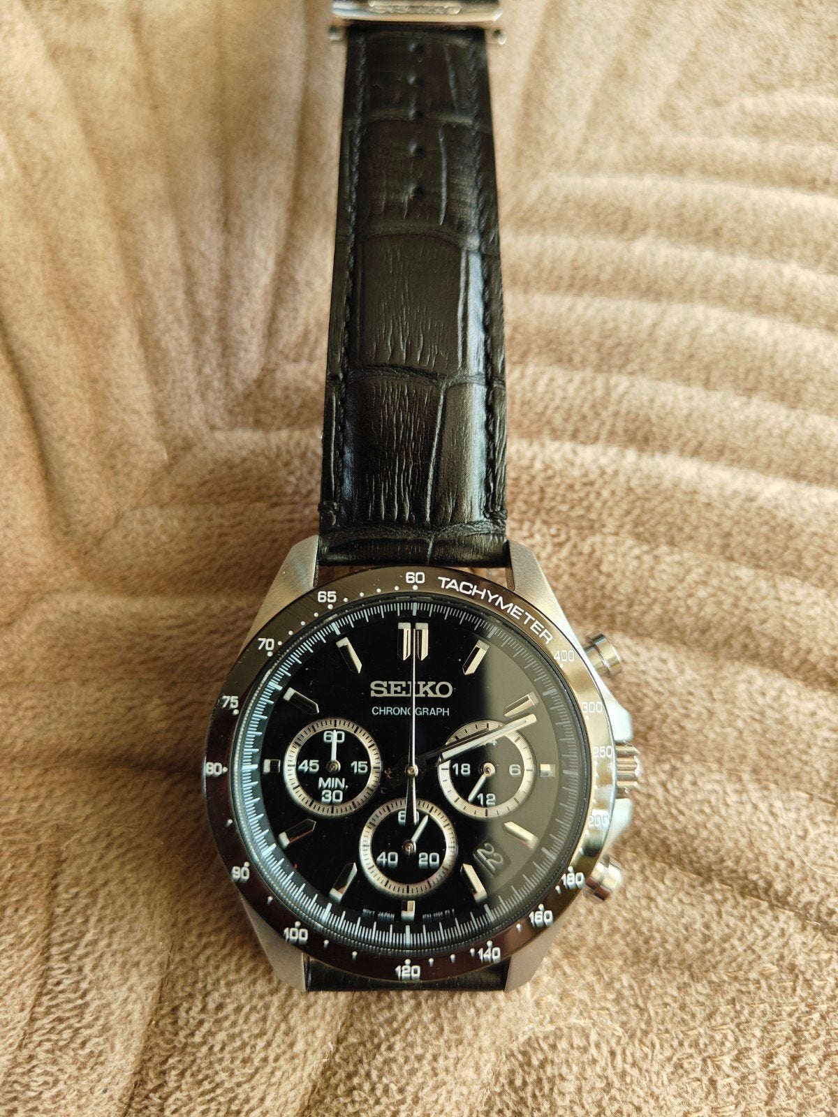 Seiko Chronograaf Herenhorloge - Zo goed als nieuw, Seiko, Leer, Staal, Polshorloge