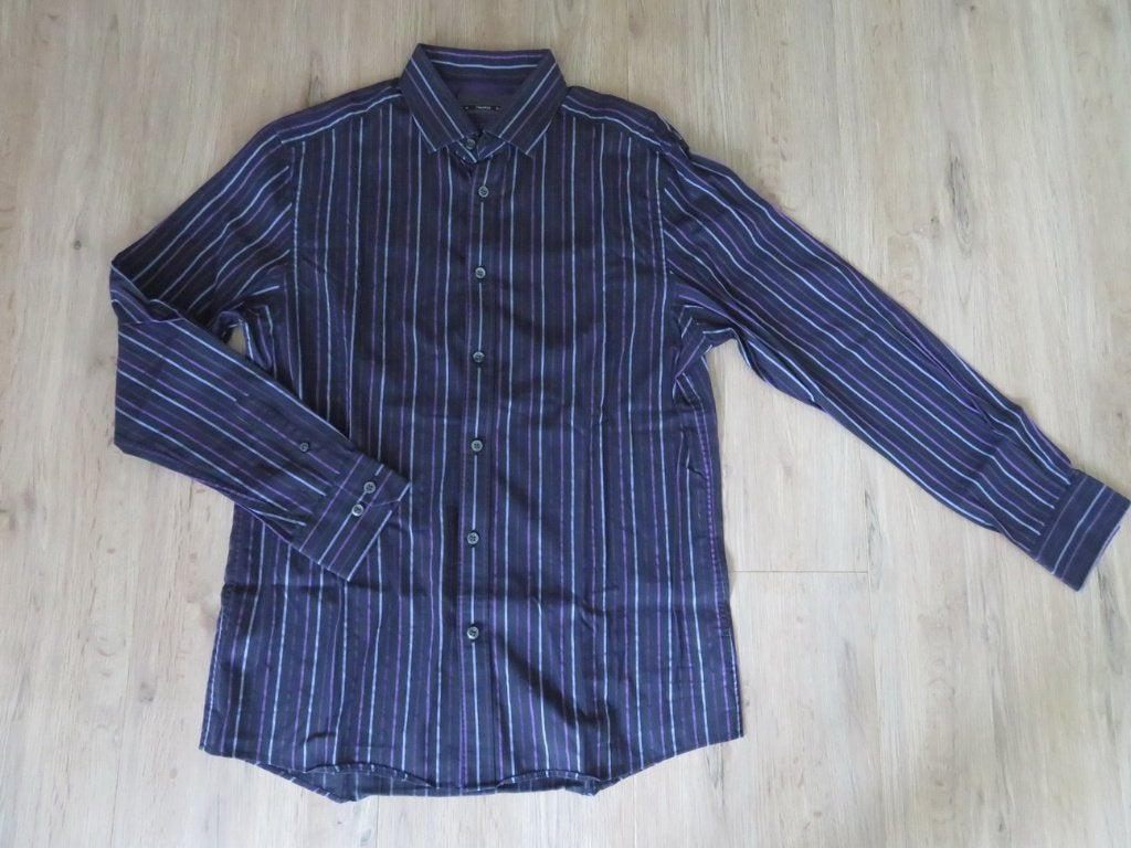 Overhemd zwart- paars, maat M, Burton, Kleding | Heren, Ophalen of Verzenden, Zo goed als nieuw, Zwart, Halswijdte 39/40 (M)