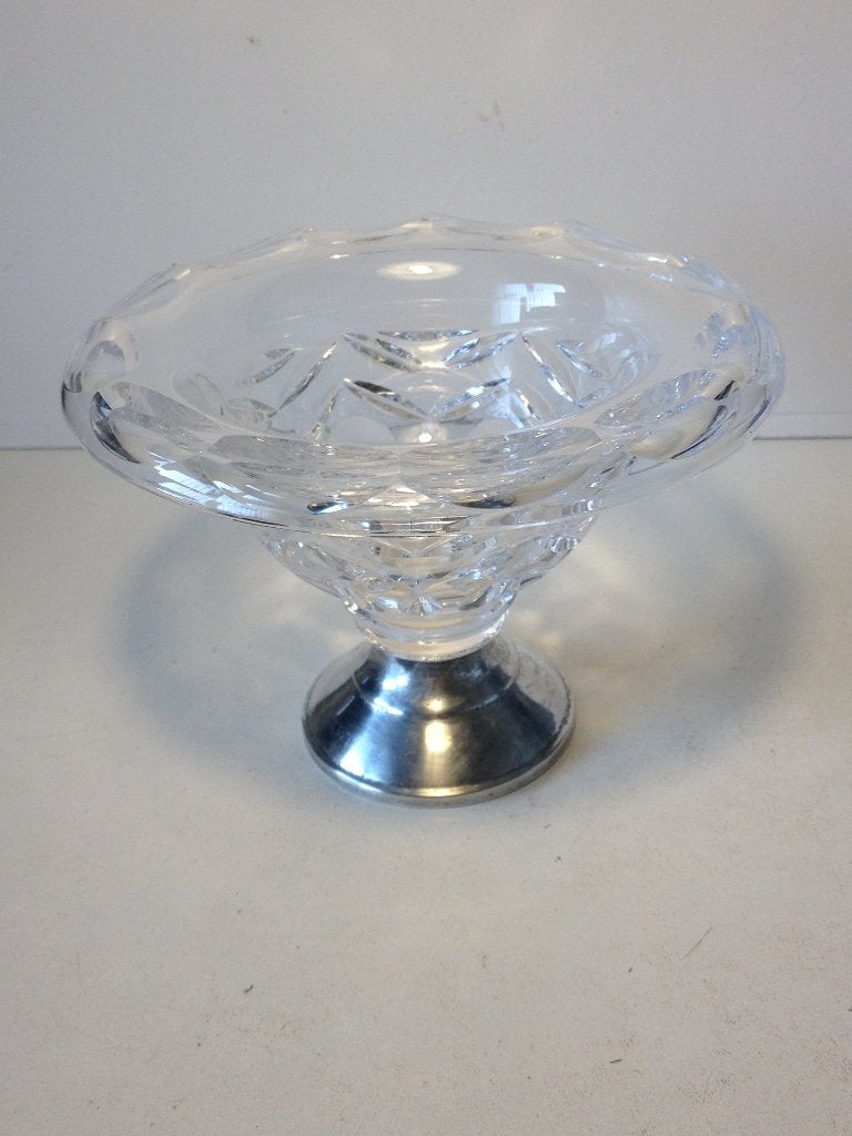 Antiek kristal suikerschaaltje met zilveren voet, Antiek en Kunst, Verzenden, Zilver