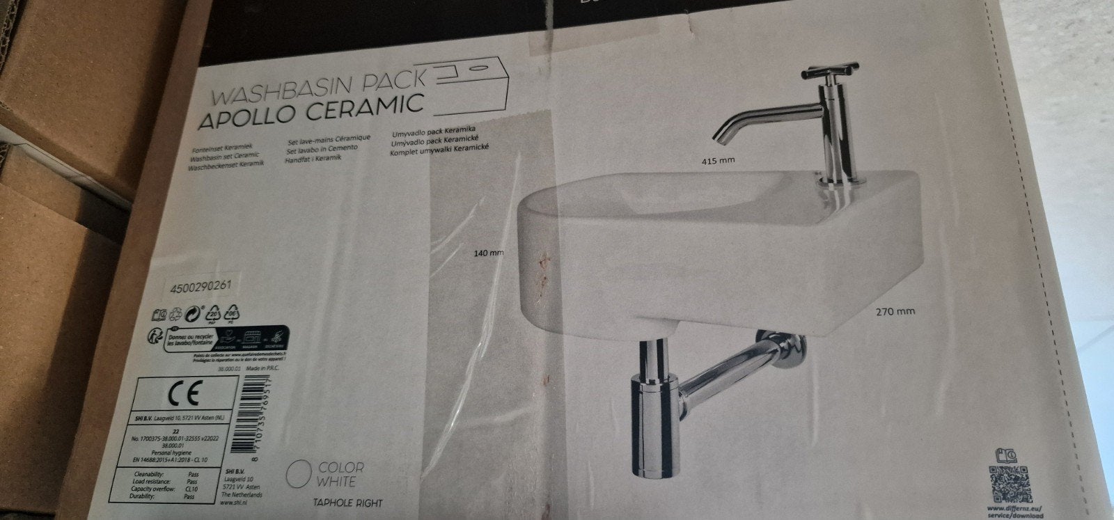 Differnz Apollo Ceramic Wastafel Pack - Wit, Ophalen of Verzenden, Nieuw, Chroom, Wastafel