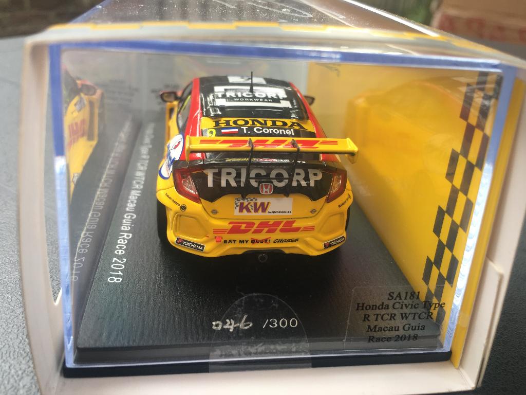 ✅ Tom Coronel 1:43 Civic Type R TCR WTCR Macau 2018 SA181, Ophalen of Verzenden, Nieuw, Auto, Overige merken