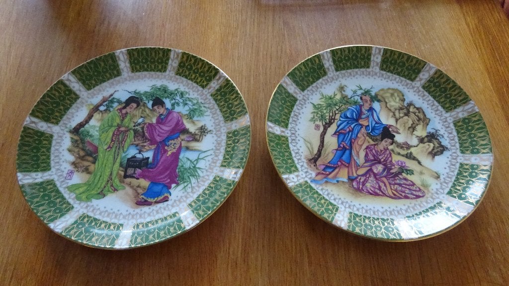 2 Chinese Wandborden Van Aardewerk., 19 cm, Meerkleurig, Ophalen of Verzenden, Zo goed als nieuw
