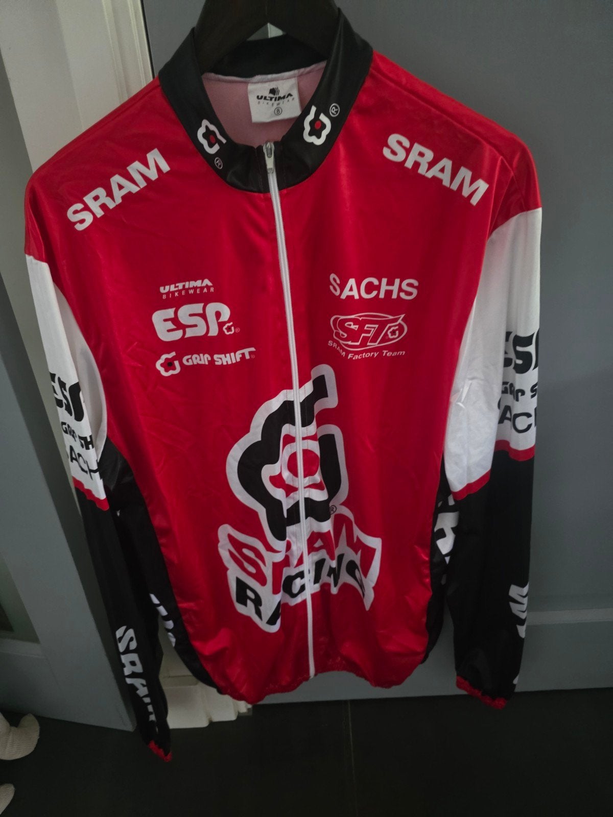 SRAM Racing Fietsjack Maat 8 - Rood/Zwart/Wit, Ophalen of Verzenden