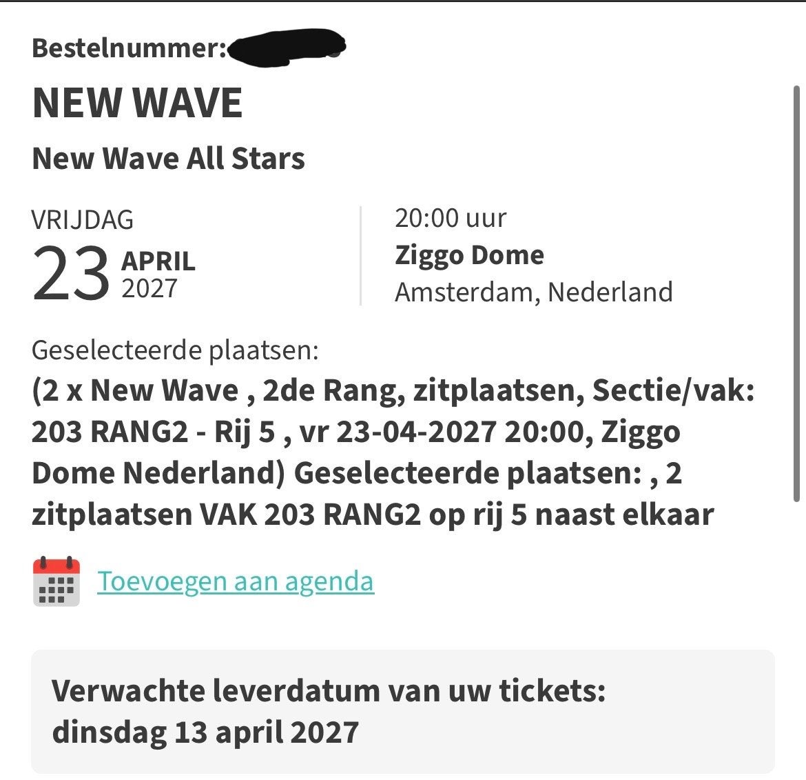 Ziggo dome new wave, Twee personen