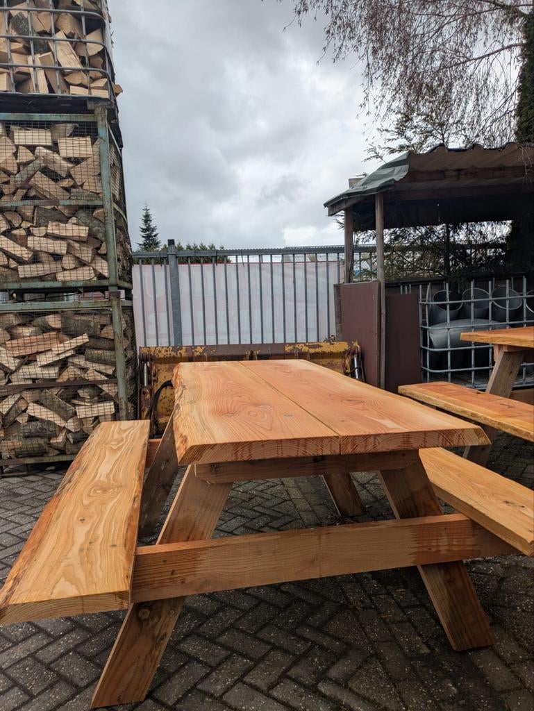 Robuuste houten picknicktafels (2,5m & 3m), Ophalen, Nieuw, Rechthoekig, Hout