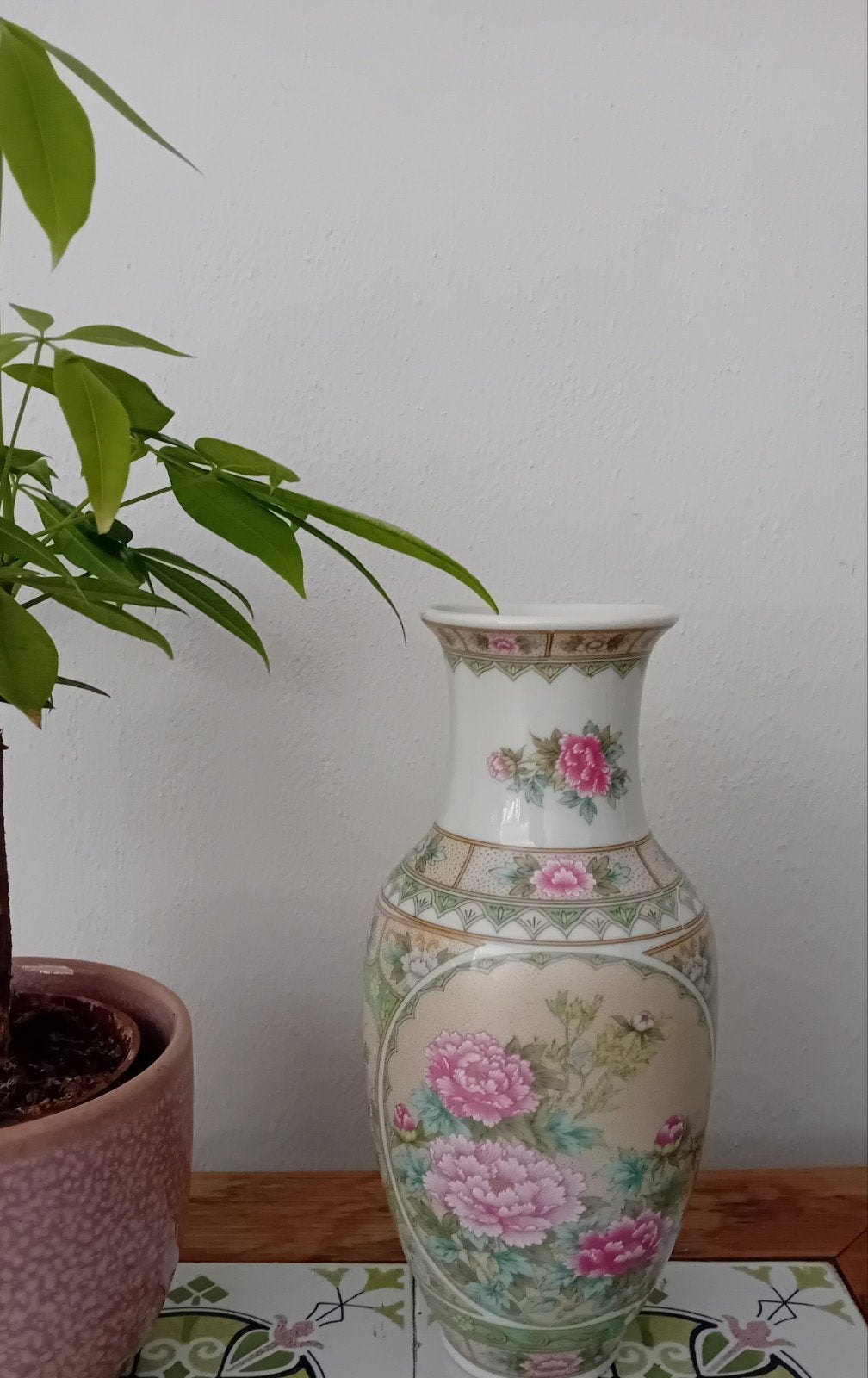 Prachtige Chinese vaas met pioenrozen decoratie, Ophalen of Verzenden