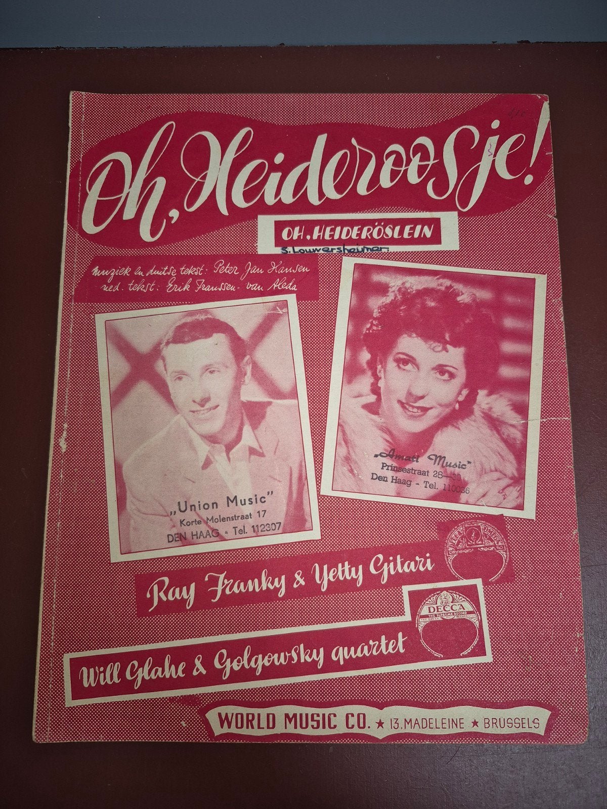 Oh, Heideroosje! - Vintage bladmuziek, Ophalen of Verzenden
