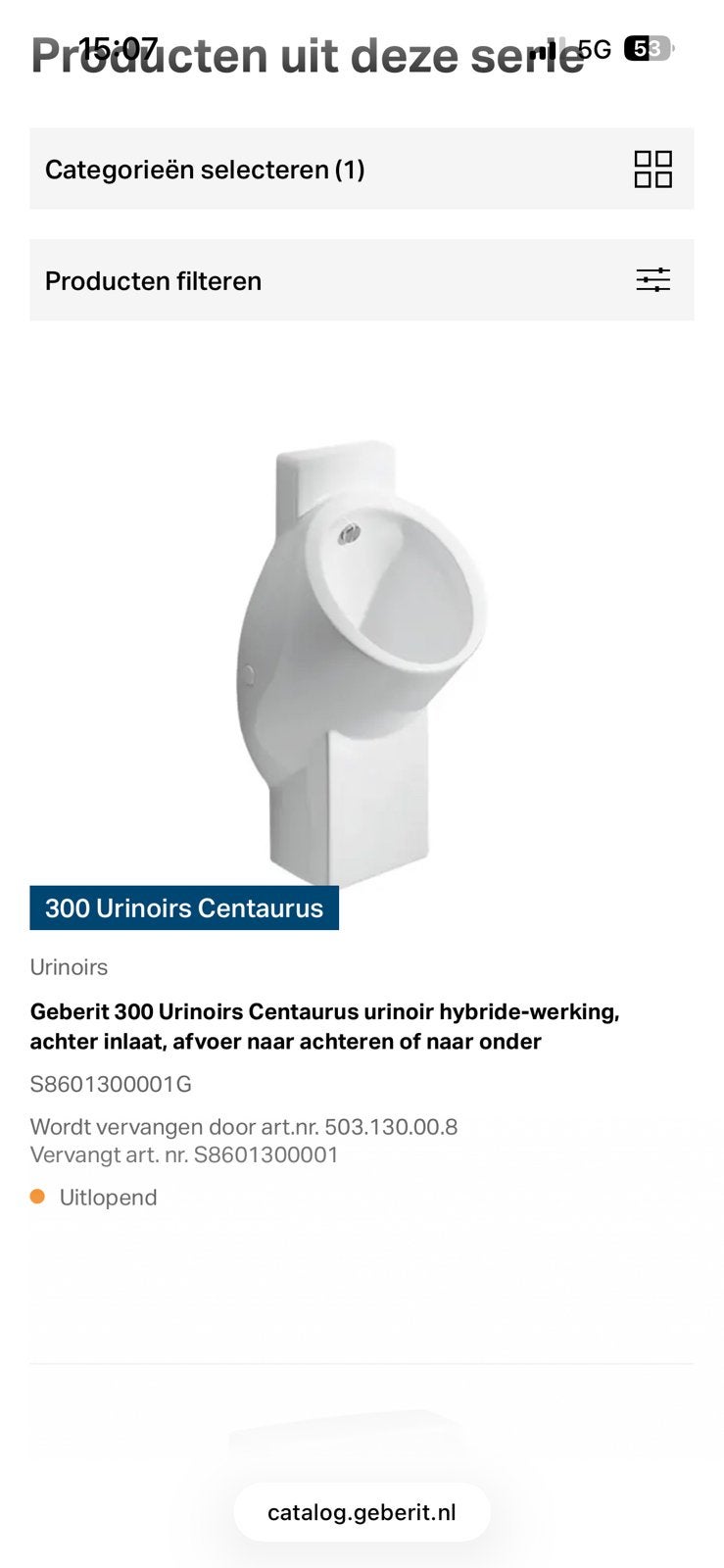 Te koop generit urinoir nieuw in doos, Ophalen of Verzenden, Zo goed als nieuw