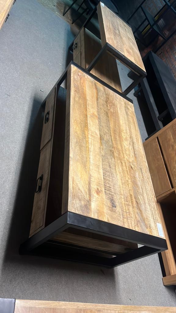 Salontafel Britt Mangohout met 4 Lades - 120x60x45 cm, Ophalen, Hout, Nieuw, Bruin
