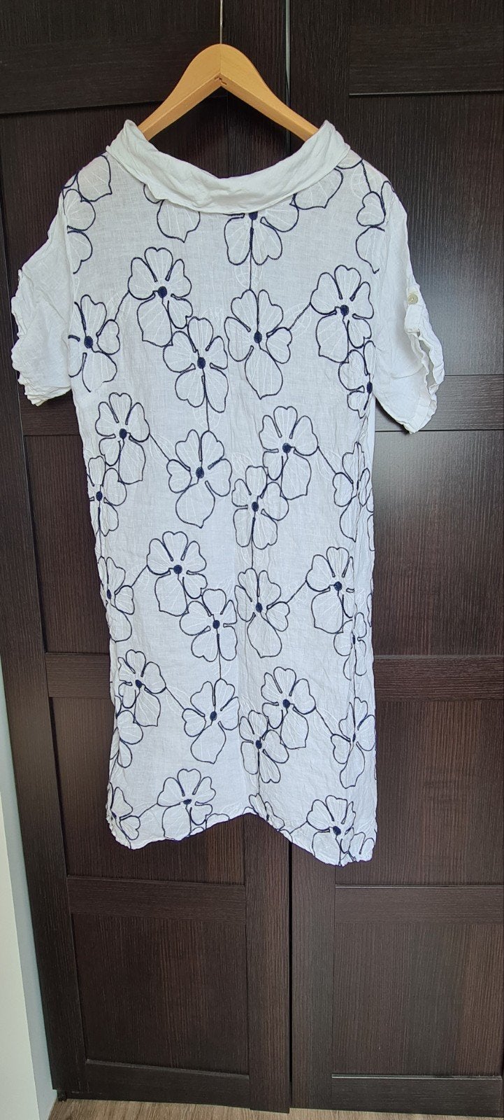 Witte linnen Lungo L'Arno Jurk met blauwe bloemen, Wit, Maat 46/48 (XL) of groter, Ophalen of Verzenden, Zo goed als nieuw