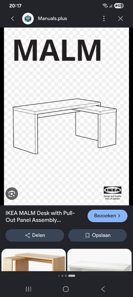 Bureau Ikea Malm gratis, Ophalen, Demontabel, Gebruikt, Scandinavisch