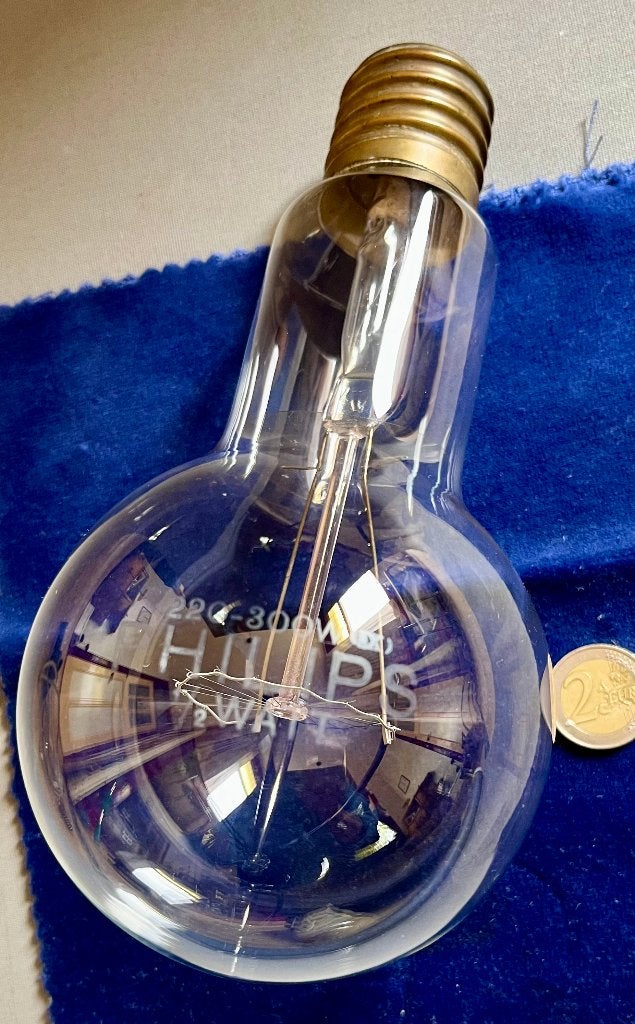 Antieke Philips '1/2 Watt 220Volt/300 Watt Gloeilamp, E40, Philips, Gloeilamp, 60 watt of meer, Overige lichtkleuren