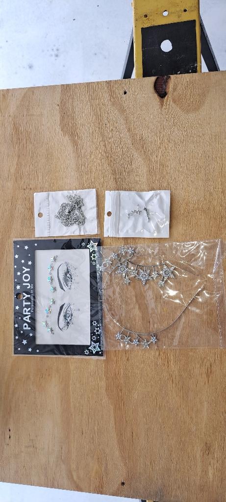 Sieraden & festival acc set nieuw –sterren/strass /glitter, Ophalen, Nieuw, Feestartikel, Overige