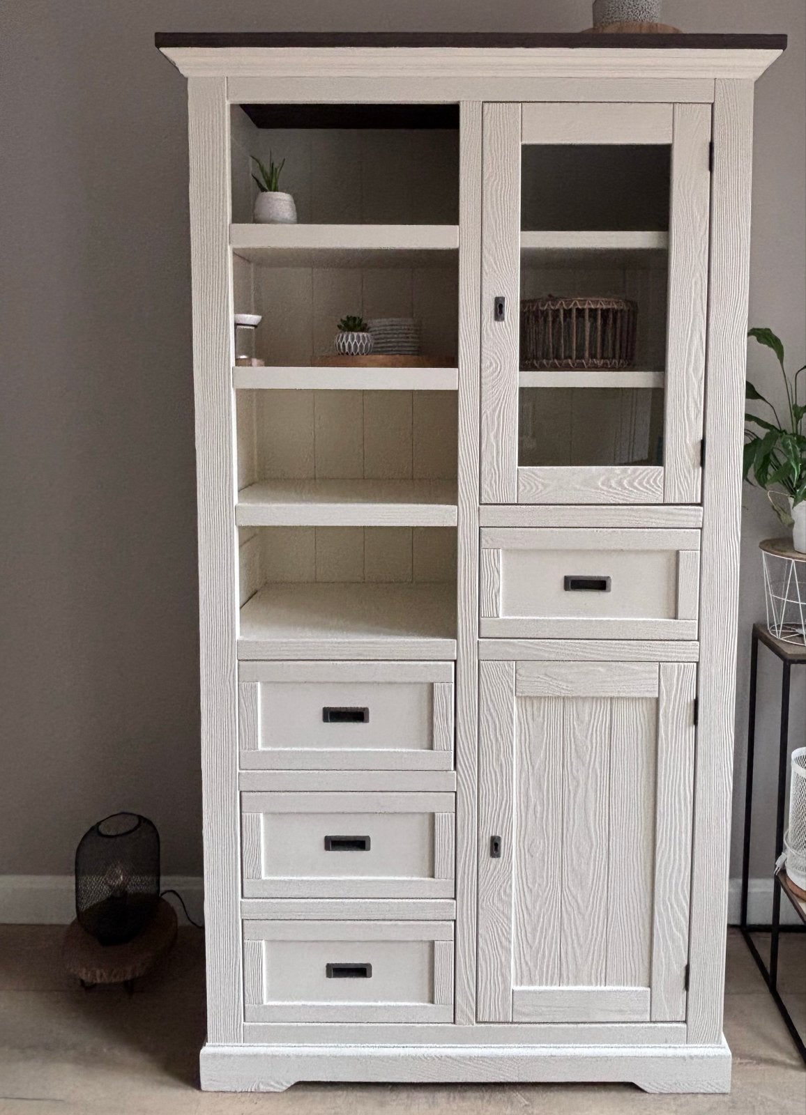 HACO Wandkast Toulouse - Wit - Massief Grenenhout 200x110x45, Huis en Inrichting, Ophalen, Zo goed als nieuw