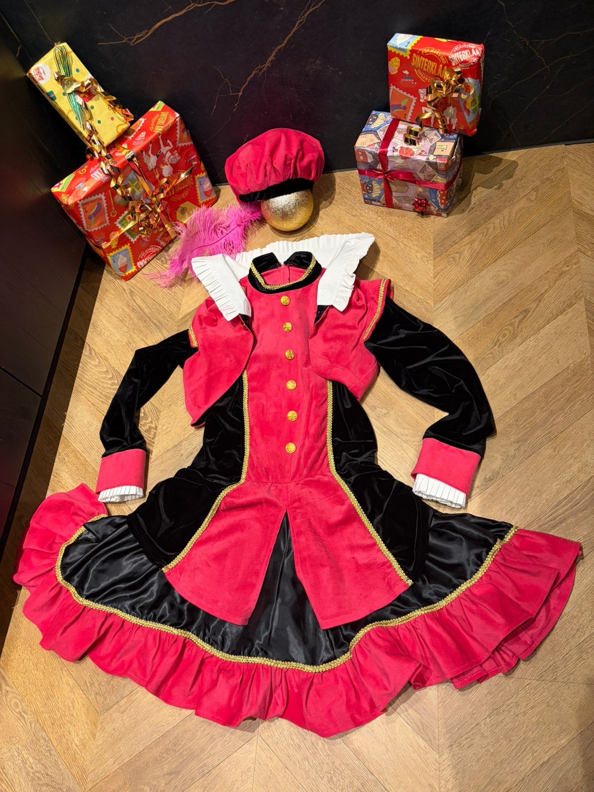 Pietenpak jurk roze zwart maat S kwaliteit luxe sinterklaas, Ophalen of Verzenden, Zo goed als nieuw