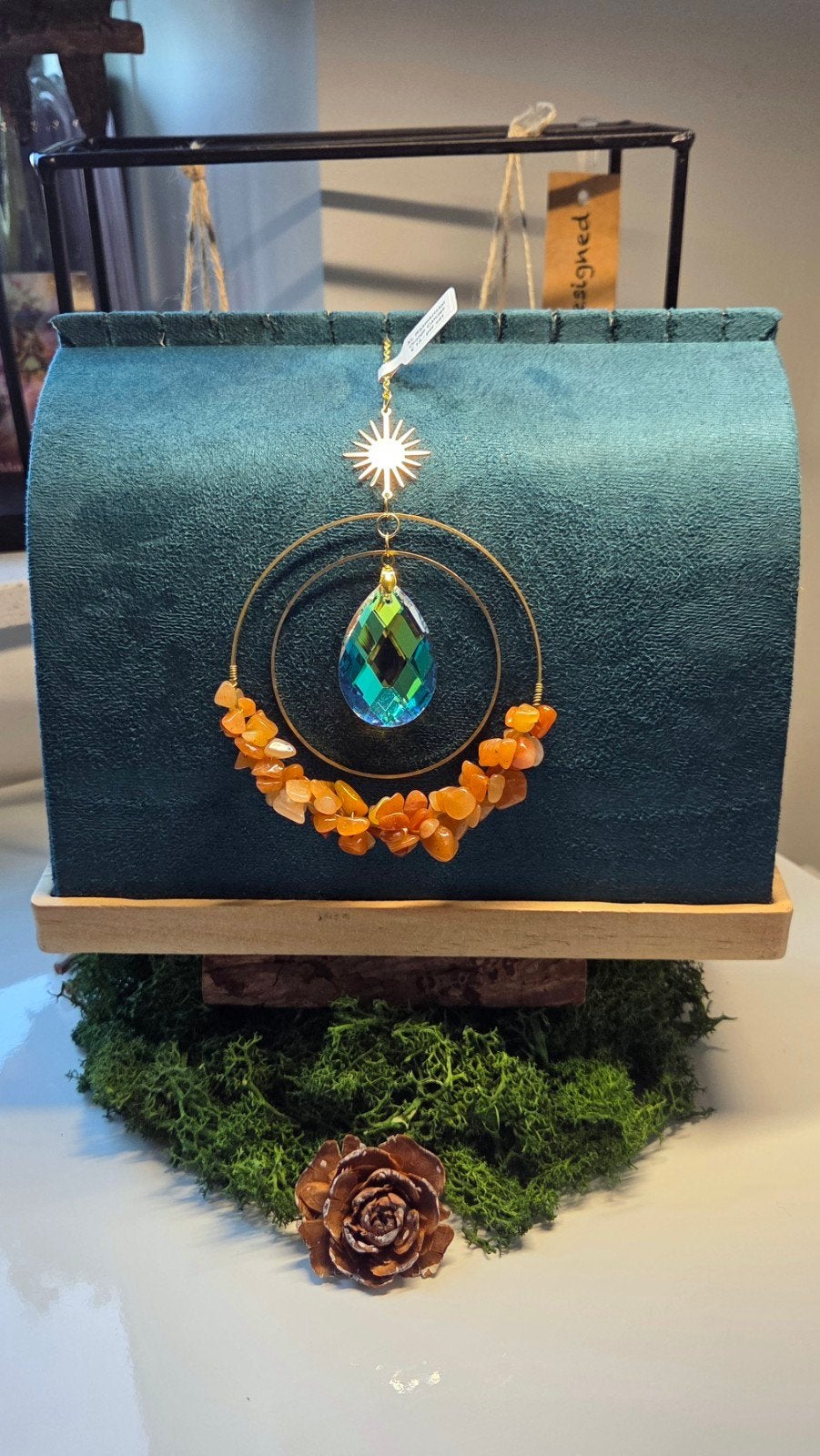 XL Raamkristal: Oranje Calciet, Sieraden, Tassen en Uiterlijk, Ophalen of Verzenden, Nieuw
