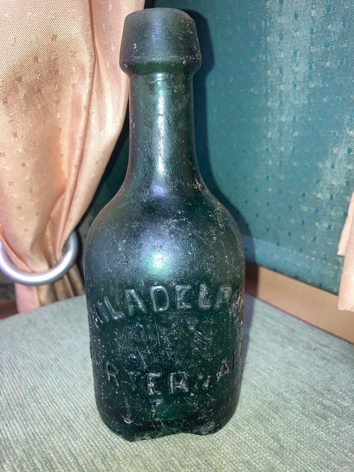 Antiek Bierfles Philadelphia Porter & Ale Glas 1850-1860, Verzamelen, Ophalen, Gebruikt, Flesje(s), Overige merken