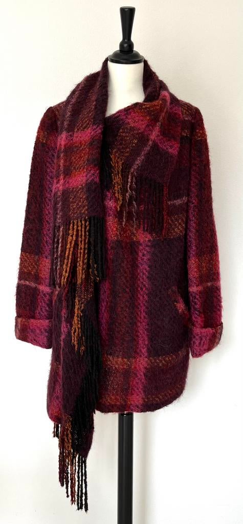 Claudia Sträter auberginekleur wollen jas maat M, Kleding | Dames, Jassen | Winter, Ophalen of Verzenden, Zo goed als nieuw, Maat 38/40 (M)